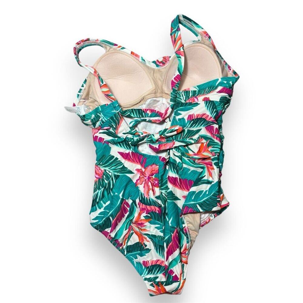 Kona Sol Full Coverage Tummy Control Tropical Print Wrap Swimsuit XL 16 - Picture 4 of 4